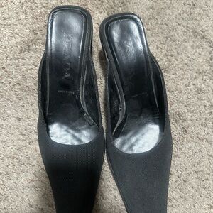 Prada Black Pointed Slip-On Heeled Mules